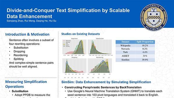 Divide-and-Conquer Text Simplification by Scalable Data Enhancement