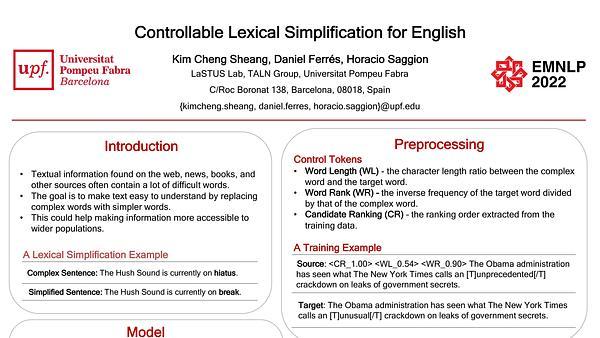 Controllable Lexical Simplification for English
