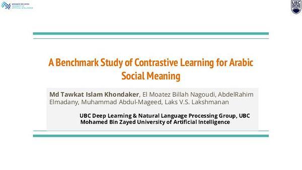 A Benchmark Study of Contrastive Learning for Arabic Social Meaning