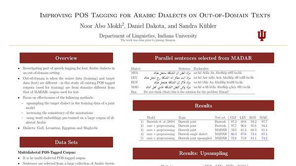 Improving POS Tagging for Arabic Dialects on Out-of-Domain Texts