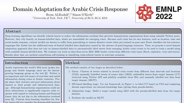 Domain Adaptation for Arabic Crisis Response