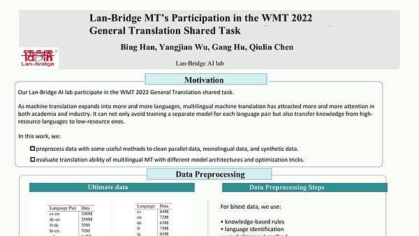 Lan-Bridge MT's Participation in the WMT 2022 General Translation Shared Task