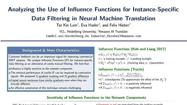 Analyzing the Use of Influence Functions for Instance-Specific Data Filtering in Neural Machine Translation