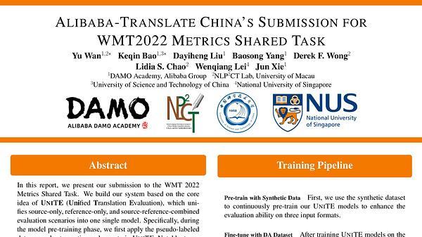 Alibaba-Translate China's Submission for WMT2022 Metrics Shared Task