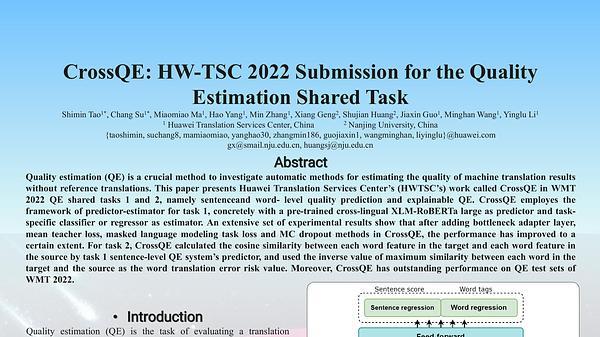 CrossQE: HW-TSC 2022 Submission for the Quality Estimation Shared Task