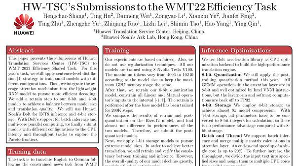 HW-TSC's Submission for the WMT22 Efficiency Task