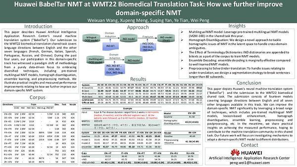 Huawei BabelTar NMT at WMT22 Biomedical Translation Task: How We Further Improve Domain-specific NMT