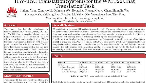 HW-TSC Translation Systems for the WMT22 Chat Translation Task