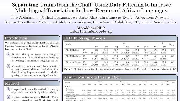 Separating Grains from the Chaff: Using Data Filtering to Improve Multilingual Translation for Low-Resourced African Languages