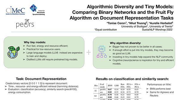 Algorithmic Diversity and Tiny Models: Comparing Binary Networks and the Fruit Fly Algorithm on Document Representation Tasks