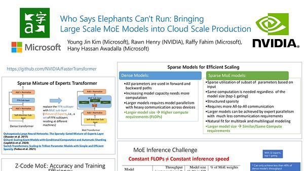 Who Says Elephants Can't Run: Bringing Large Scale MoE Models into Cloud Scale Production