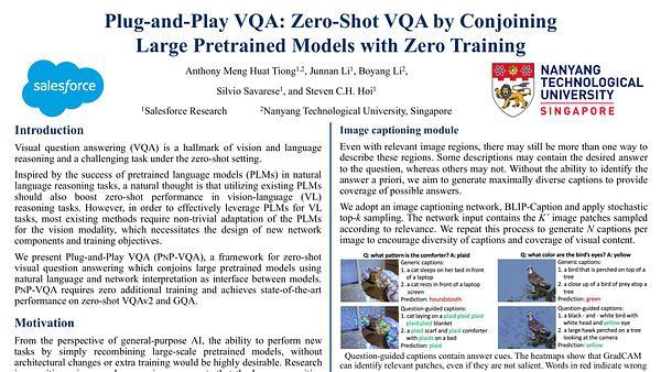 Plug-and-Play VQA: Zero-shot VQA by Conjoining Large Pretrained Models with Zero Training