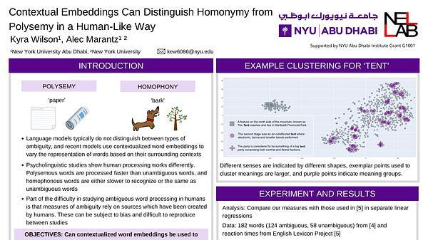 Contextual Embeddings Can Distinguish Homonymy from Polysemy in a Human-Like Way