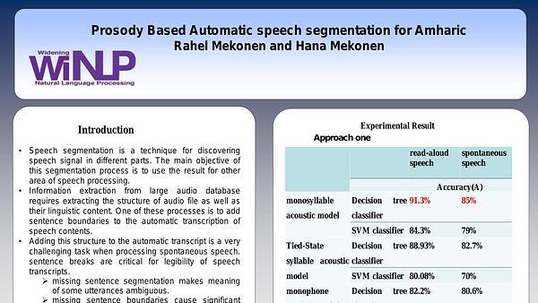 Prosody Based Automatic Speech segmentation for Amharic