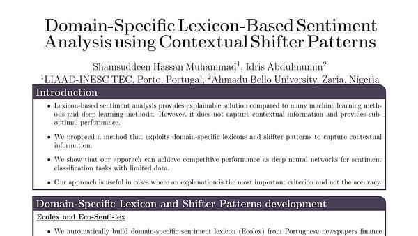 Domain-Specific Lexicon-Based Sentiment Analysis using Contextual Shifter Patterns