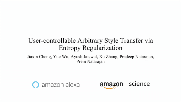 User-controllable Arbitrary Style Transfer via Entropy Regularization