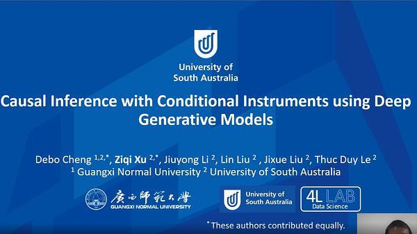 Causal Inference with Conditional Instruments using Deep Generative Models
