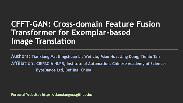 CFFT-GAN: Cross-domain Feature Fusion Transformer for Exemplar-based Image Translation
