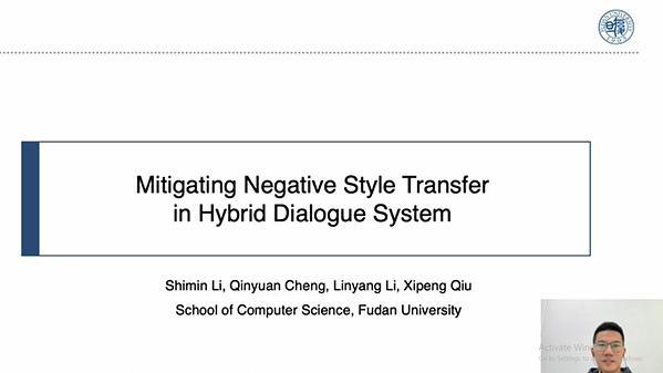 Mitigating Negative Style Transfer in Hybrid Dialogue System