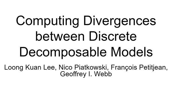 Computing Divergences between Discrete Decomposable Models