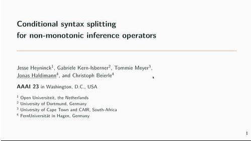 Conditional syntax splitting for non-monotonic inference operators