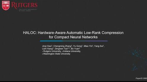 HALOC: Hardware-Aware Automatic Low-Rank Compression for Compact Neural Networks