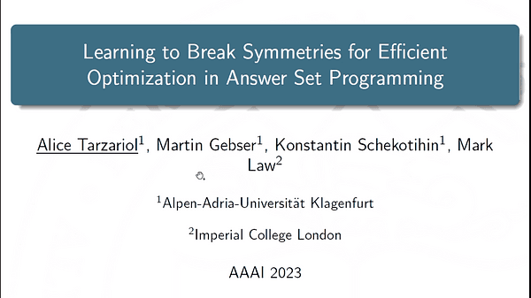 Learning to Break Symmetries for Efficient Optimization in Answer Set Programming