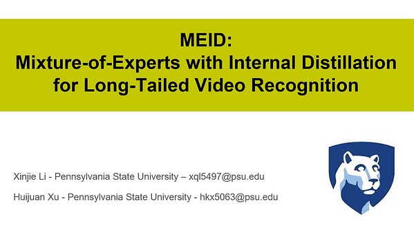 MEID: Mixture-of-Experts with Internal Distillation for Long-Tailed Video Recognition