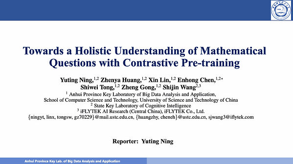 Towards a Holistic Understanding of Mathematical Questions with Contrastive Pre-training
