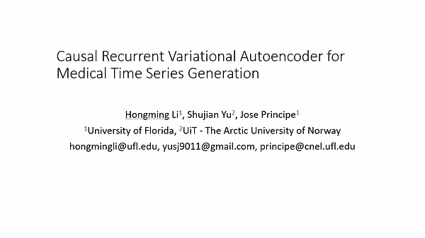 Causal Recurrent Variational Autoencoder for Medical Time Series Generation