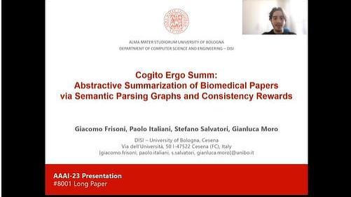 Cogito Ergo Summ: Abstractive Summarization of Biomedical Papers via Semantic Parsing Graphs and Consistency Rewards