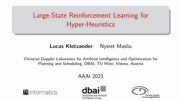 Large-State Reinforcement Learning for Hyper-Heuristics