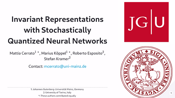 Invariant Representations with Stochastically Quantized Neural Networks