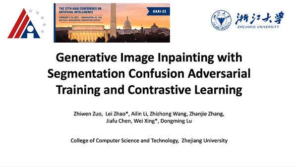 Generative Image Inpainting with Segmentation Confusion Adversarial Training and Contrastive Learning