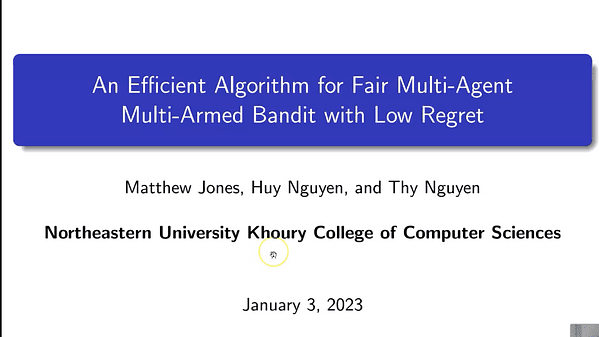 An Efficient Algorithm for Fair Multi-Agent Multi-Armed Bandit with Low Regret