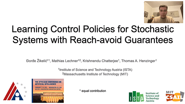 Learning Control Policies for Stochastic Systems with Reach-avoid Guarantees