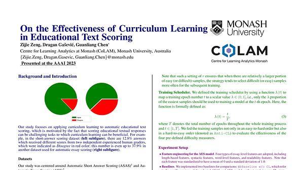 On the Effectiveness of Curriculum Learning in Educational Text Scoring