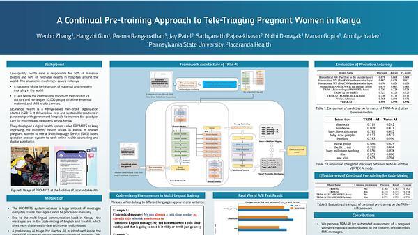 A Continual Pre-training Approach to Tele-Triaging Pregnant Women in Kenya