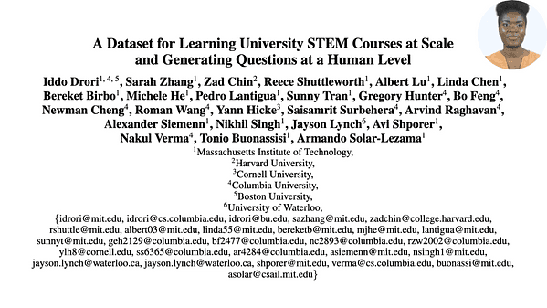 A Dataset for Learning University STEM Courses at Scale and Generating Questions at a Human Level