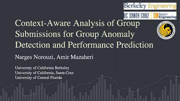 Context-Aware Analysis of Group Submissions for Group Anomaly Detection and Performance Prediction
