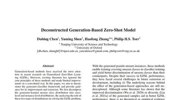 Deconstructed Generation-Based Zero-Shot Model
