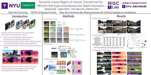 ROIFormer: Semantic-Aware Region of Interest Transformer for Efficient Self-Supervised Monocular Depth Estimation