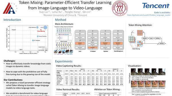 Token Mixing: Parameter-Efficient Transfer Learning from Image-Language to Video-Language