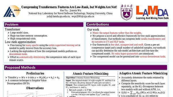 Compressing Transformers: Features Are Low-Rank, but Weights Are Not!