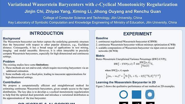 Variational Wasserstein Barycenters with c-Cyclical Monotonicity Regularization
