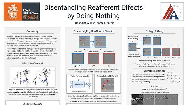Disentangling Reafferent Effects by Doing Nothing