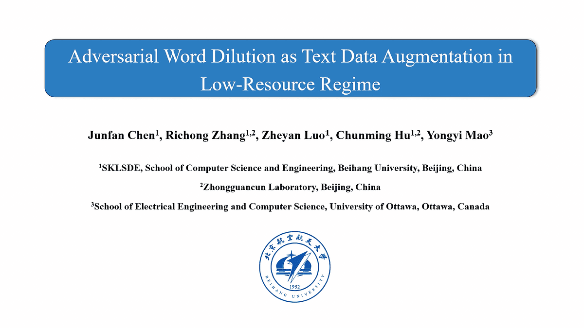 Underline Adversarial Word Dilution as Text Data Augmentation in Low