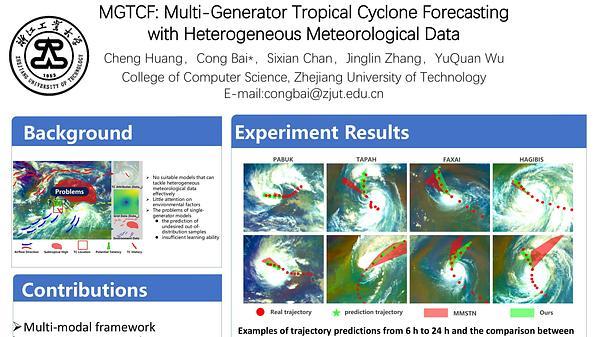 MGTCF: Multi-Generator Tropical Cyclone Forecasting with Heterogeneous Meteorological Data