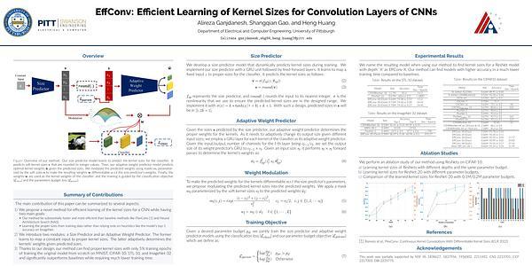 EffConv: Efficient Learning of Kernel Sizes for Convolution Layers of CNNs