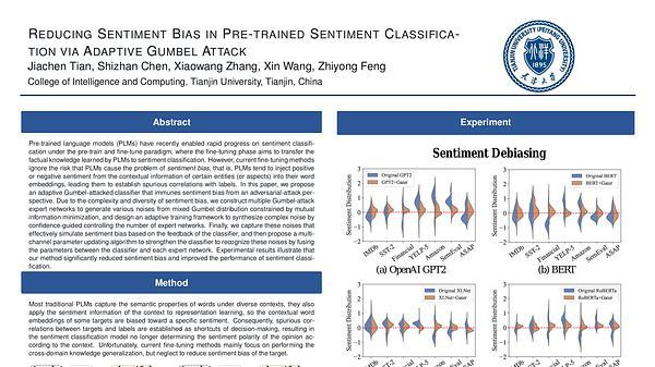 Reducing Sentiment Bias in Pre-trained Sentiment Classification via Adaptive Gumbel Attack